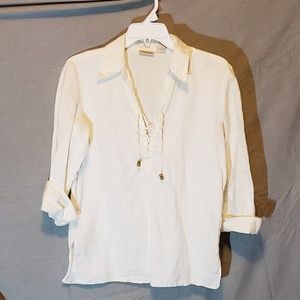 Casual Long Sleeve White Linen Shirt